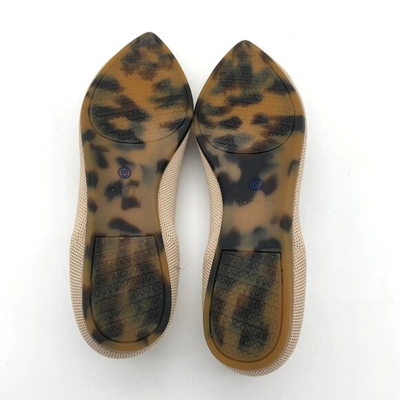 Rothy's Point II Ecru Flats Tortoiseshell Pattern Soles Washable Size 9 - Picture 7 of 10